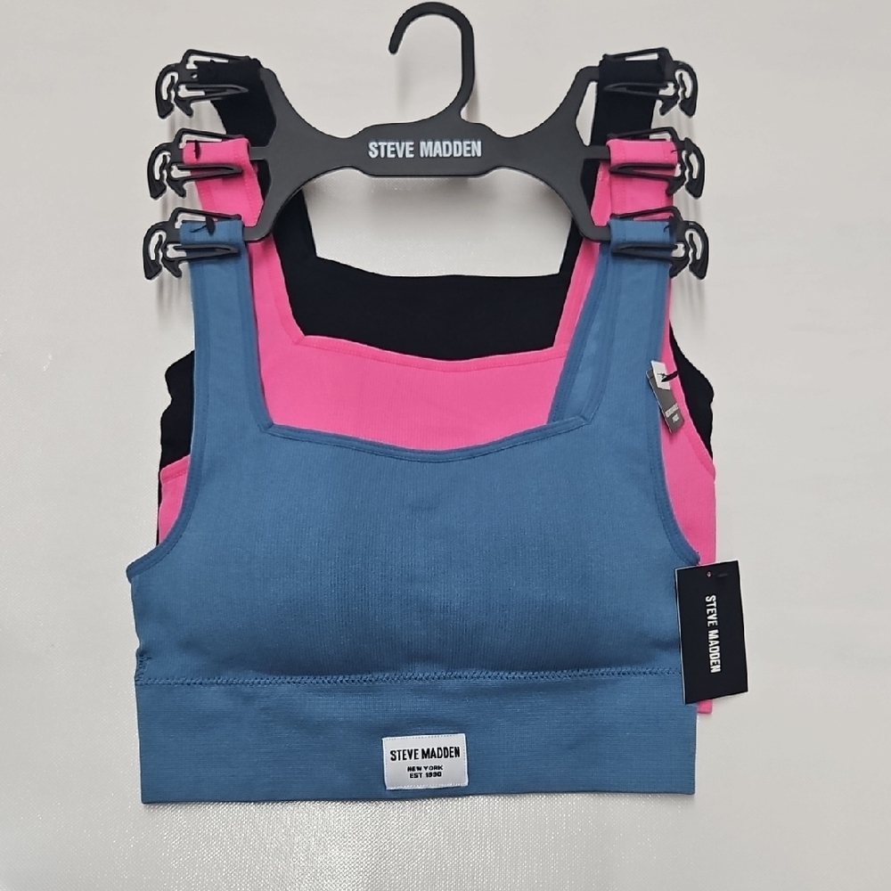 Steve Madden Blue and Pink Removable Pads Bra Set